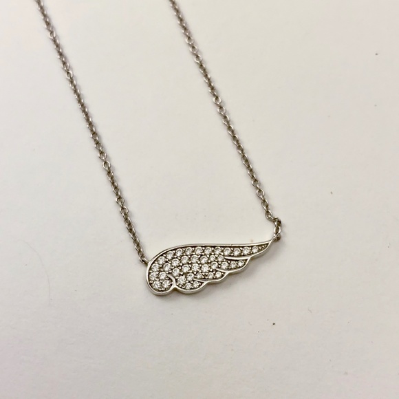 Sterling 925 Angel Wing Pendant w/ Cubic Zirconia (CZs) Adj Chain Necklace - Picture 10 of 10